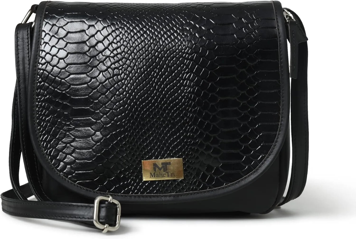 Cross body Leather Bag Croco Leather Shoulder Satchel Handmade Bag for Women and Girls, Gift For Her