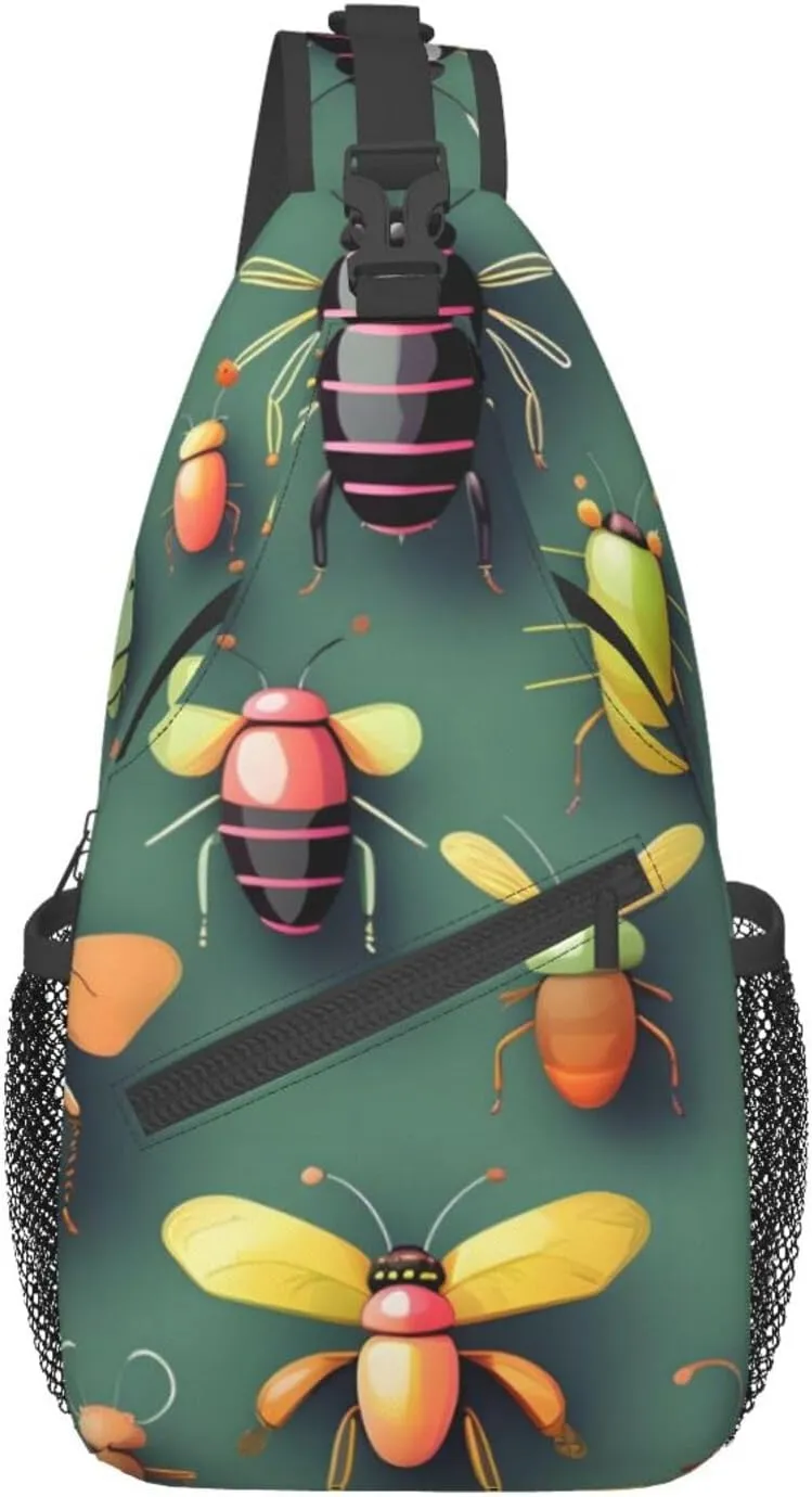 Cross chest bag diagonally Insect Atlas pattern Suitable For Men And Women outdoor hiking Daily travel Long and short trips