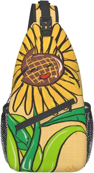 Cross chest bag diagonally Sunflower seeds and sunflowers pattern Suitable For Men And Women outdoor hiking Daily travel Long and short trips