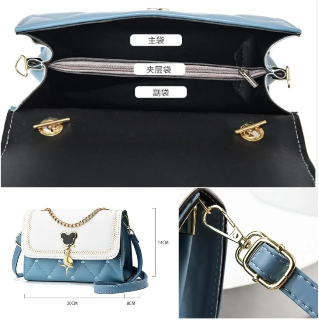Crossbody Bag and Satchel Purse for Women- Fashion Chain shiny Chain Purse PU Leather HandBag