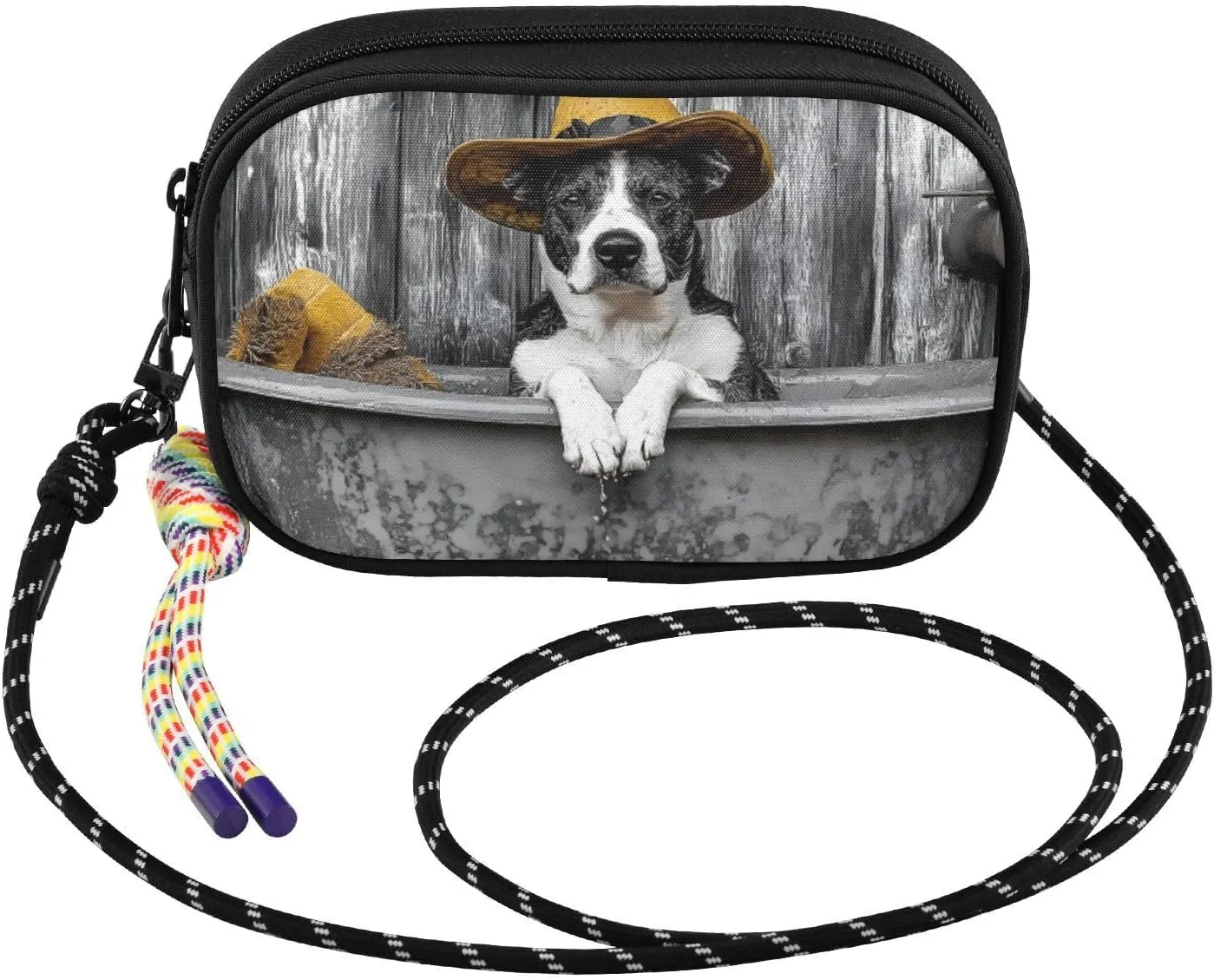 Crossbody Bag Dog Bathtub Retro for Women Cell Phone Purses Women's Small Shoulder Handbags Wallet Purse with Strap