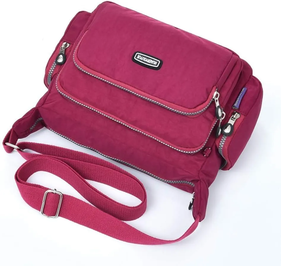 Crossbody Bag for Women Anti-Theft RFID Card Slot Multi Pocket Shoulder Bag Nylon Lightweight Messenger Bag