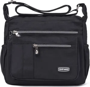 Crossbody Bag for Women, Multi Pockets Waterproof Nylon Shoulder Handbag, Lightweight Crossbody Purse for Ladies