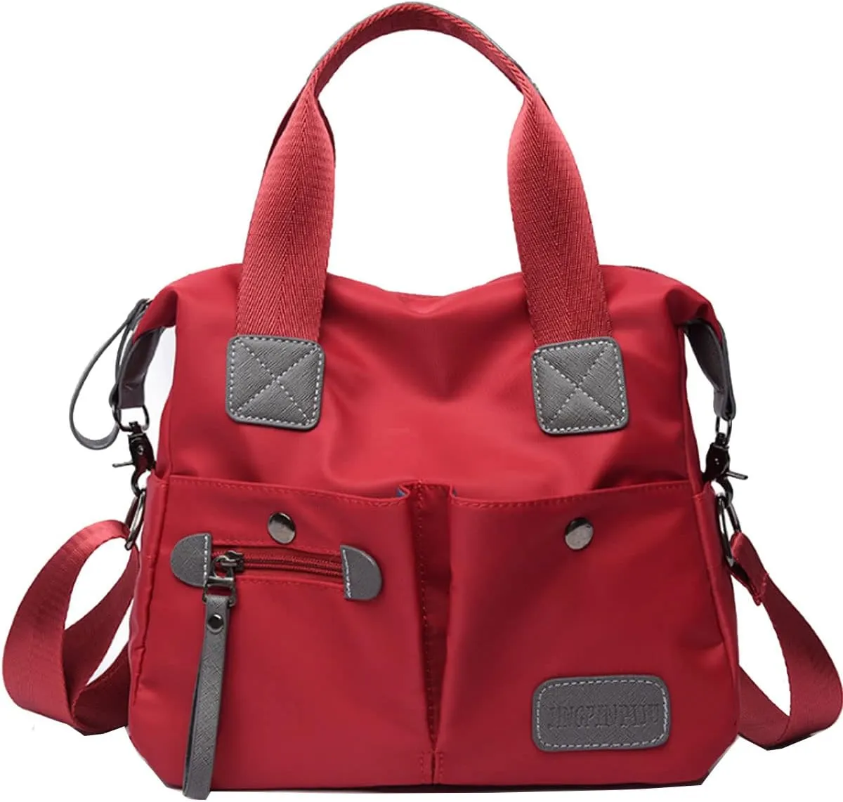Crossbody Bag for Women Waterproof Handbag Multi-Pocket Nylon Travel Shoulder Purse, Red