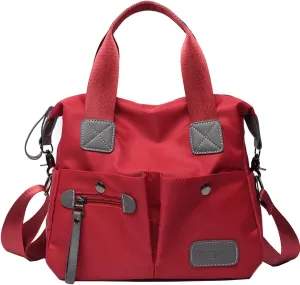 Crossbody Bag for Women Waterproof Handbag Multi-Pocket Nylon Travel Shoulder Purse, Red