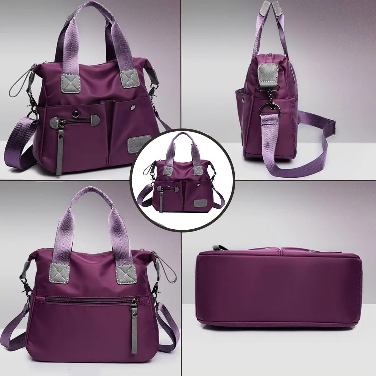 Crossbody Bag for Women Waterproof Handbag Multi-Pocket Nylon Travel Shoulder Purse, Red