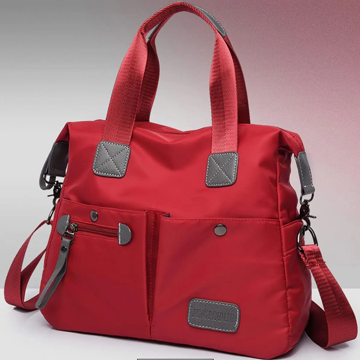 Crossbody Bag for Women Waterproof Handbag Multi-Pocket Nylon Travel Shoulder Purse, Red
