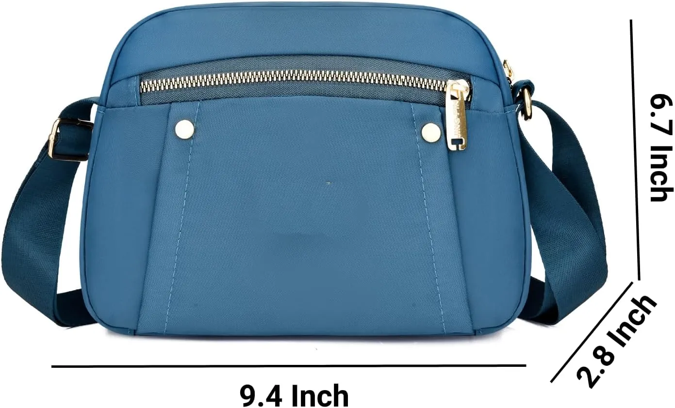 Crossbody Bag for Women, Waterproof Nylon Shoulder Bag with Pockets Adjustable Strap Small Purse Handbag for Ladies