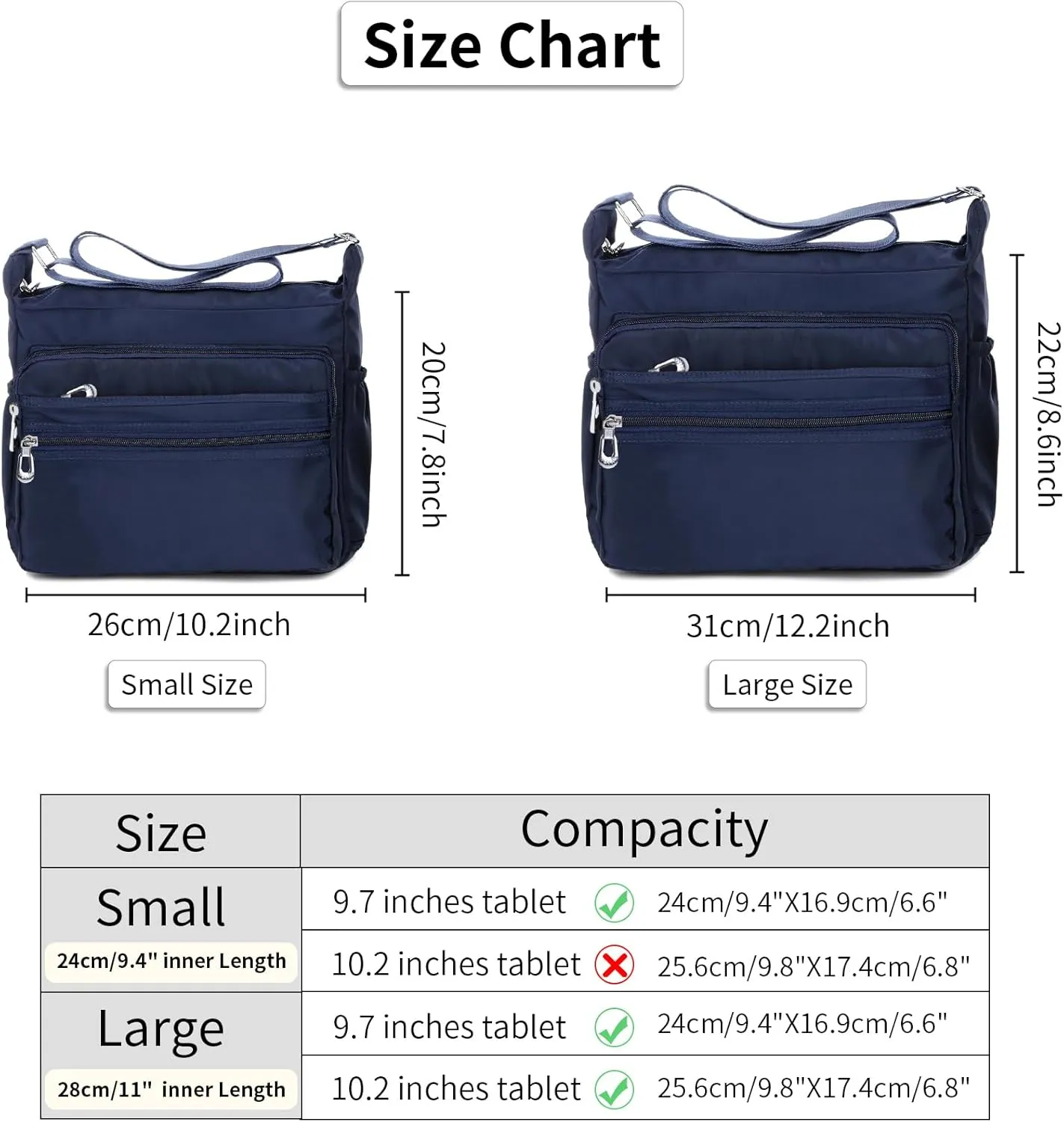 Crossbody Bag for Women Waterproof Shoulder Bag Messenger Bag Casual Nylon Purse Handbag
