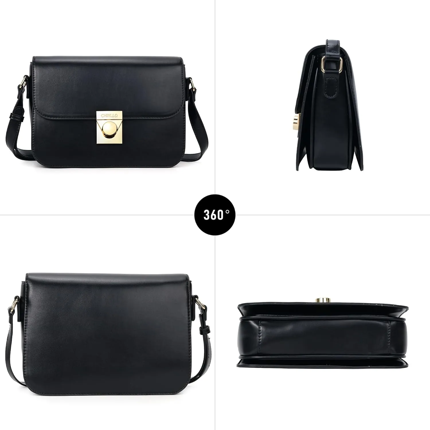 Crossbody Bag Shoulder Satchel Purse for Women, Triple Pocket Bag PU Leather Messenger Bag Flap Evening Bag