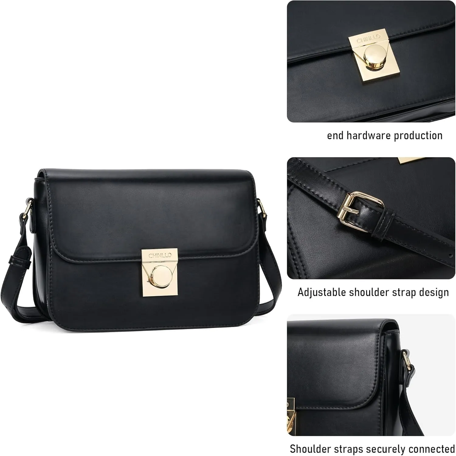 Crossbody Bag Shoulder Satchel Purse for Women, Triple Pocket Bag PU Leather Messenger Bag Flap Evening Bag