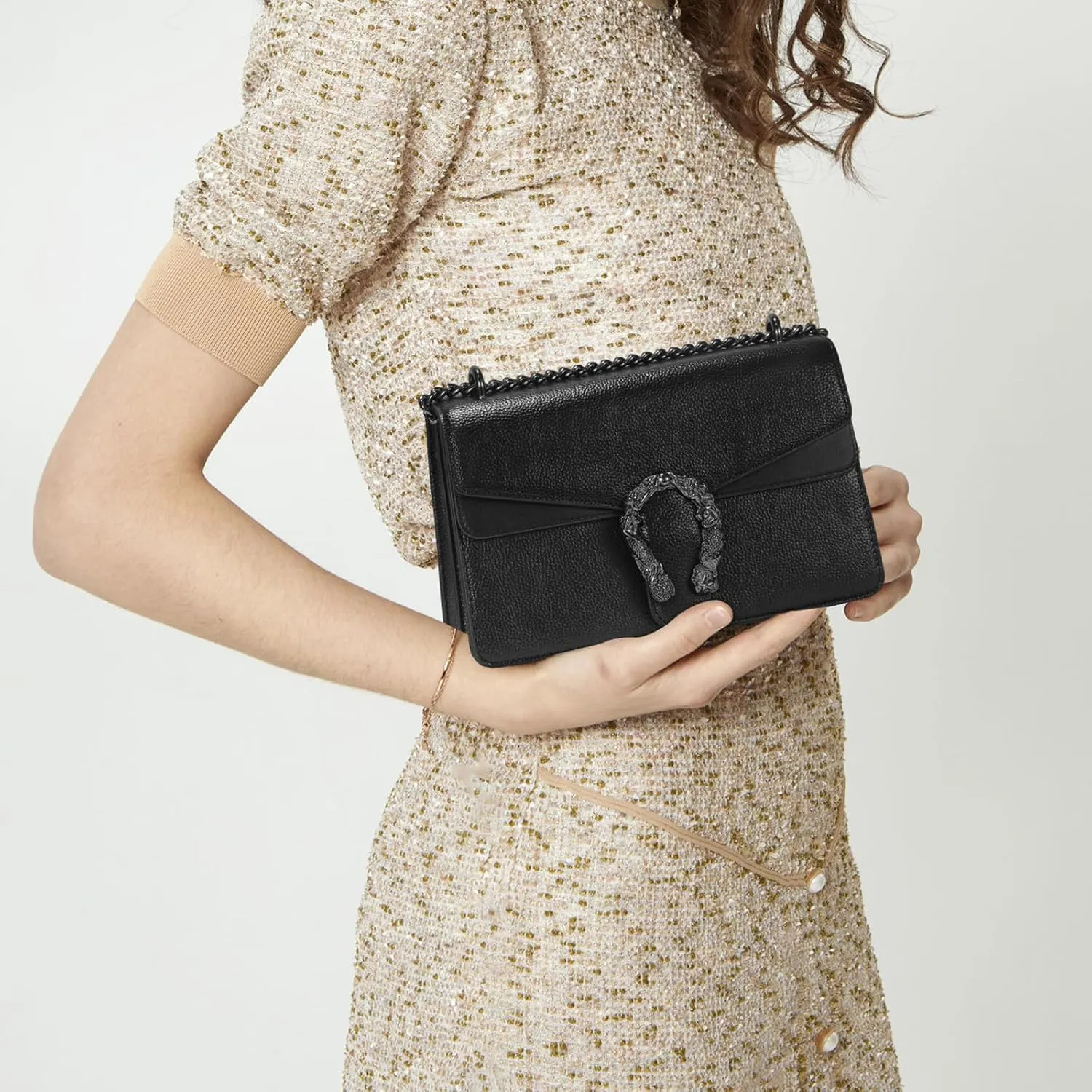 Crossbody Chain Purses for Women - Crocodile Snake Pattern Leather Shoulder Handbags Evening Clutch Satchel Bags