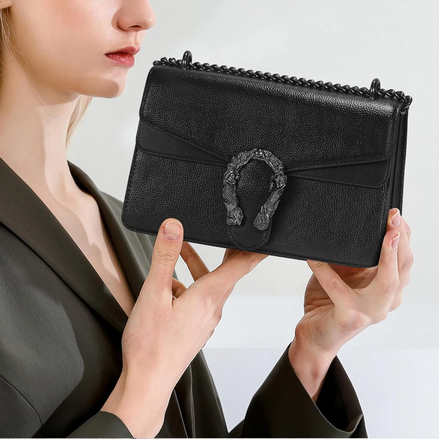 Crossbody Chain Purses for Women - Crocodile Snake Pattern Leather Shoulder Handbags Evening Clutch Satchel Bags
