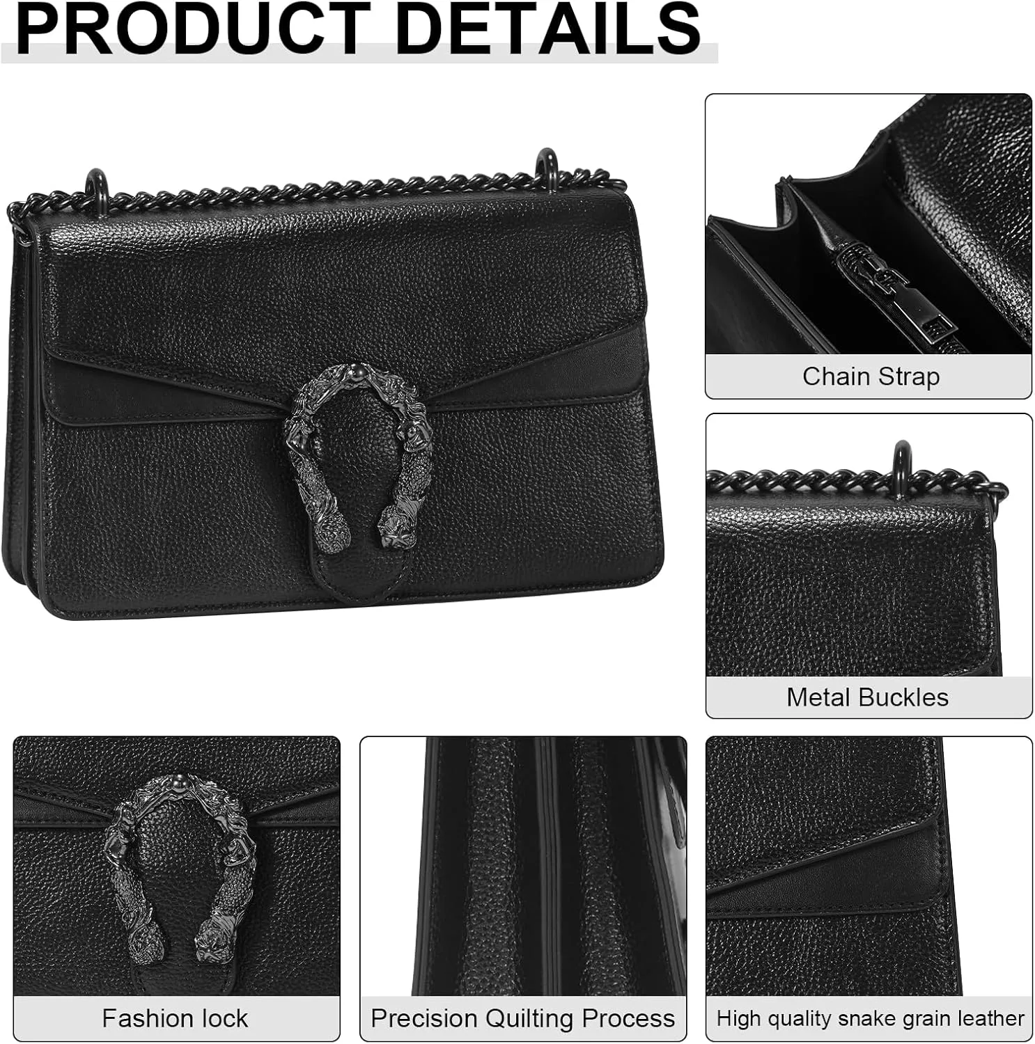 Crossbody Chain Purses for Women - Crocodile Snake Pattern Leather Shoulder Handbags Evening Clutch Satchel Bags