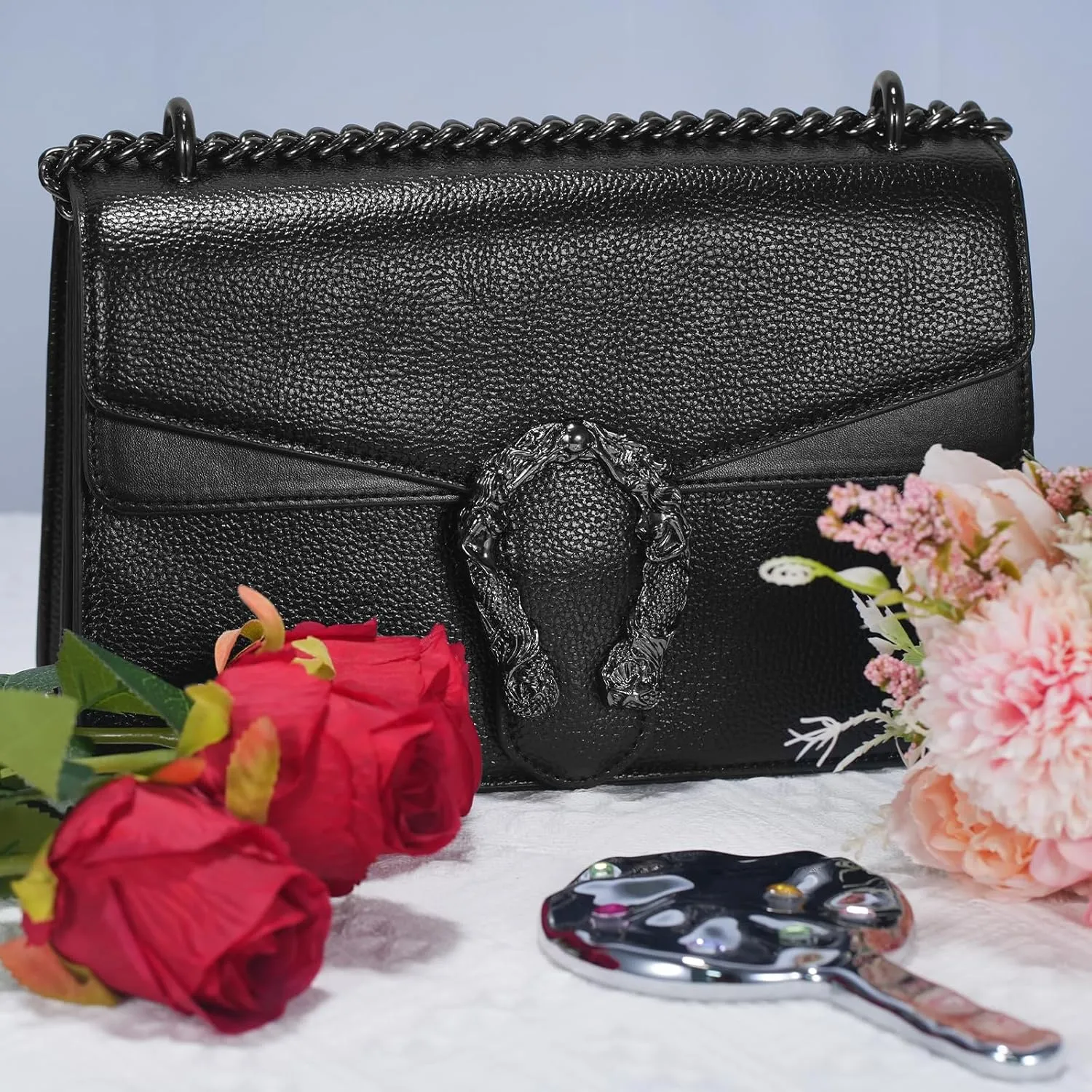 Crossbody Chain Purses for Women - Crocodile Snake Pattern Leather Shoulder Handbags Evening Clutch Satchel Bags