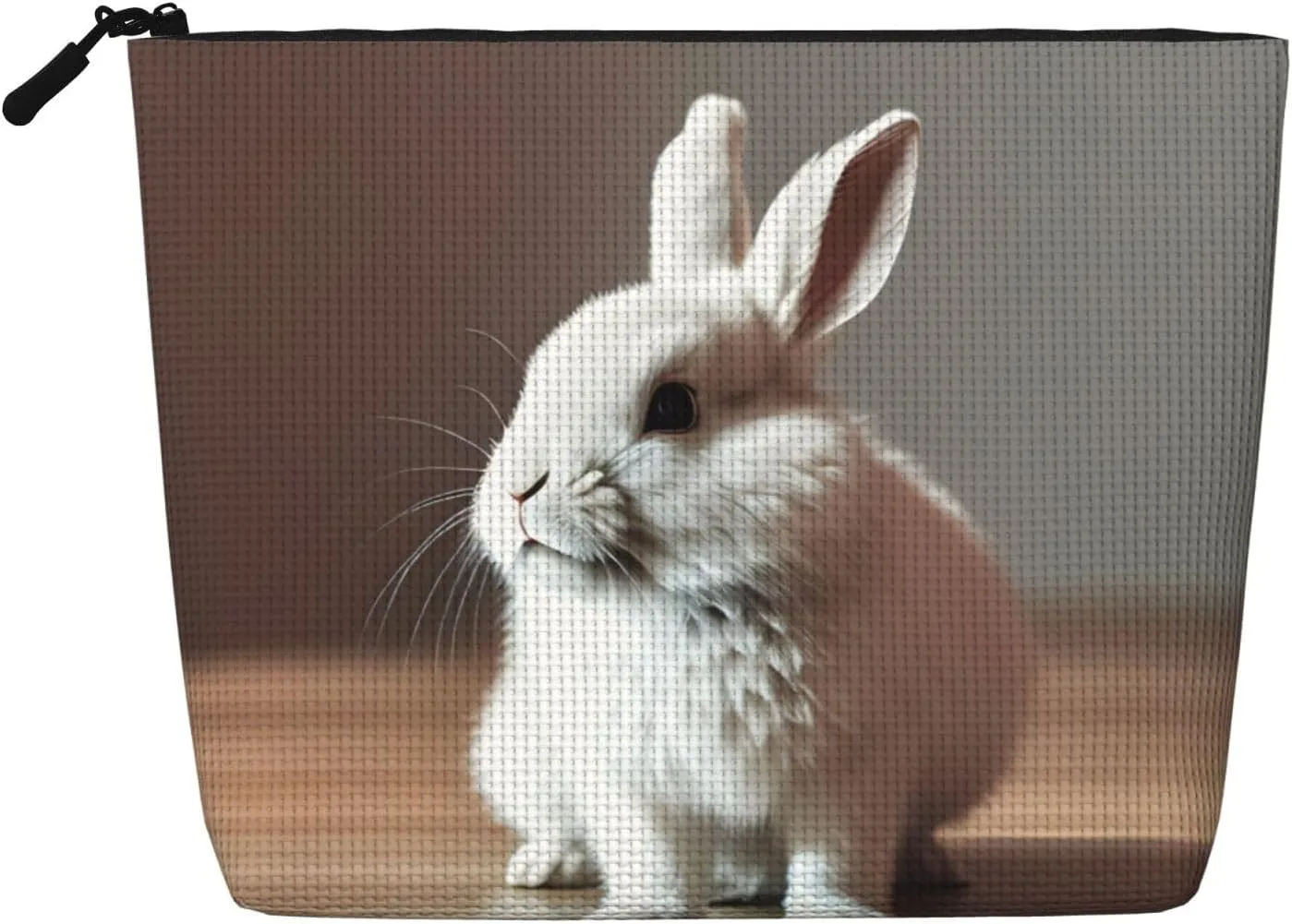 cry white rabbit Fake Hemp Makeup Bag – Travel, and Daily Storage Essential – Reusable Cosmetic Bag, Zipper Pouch, Make-Up Tool