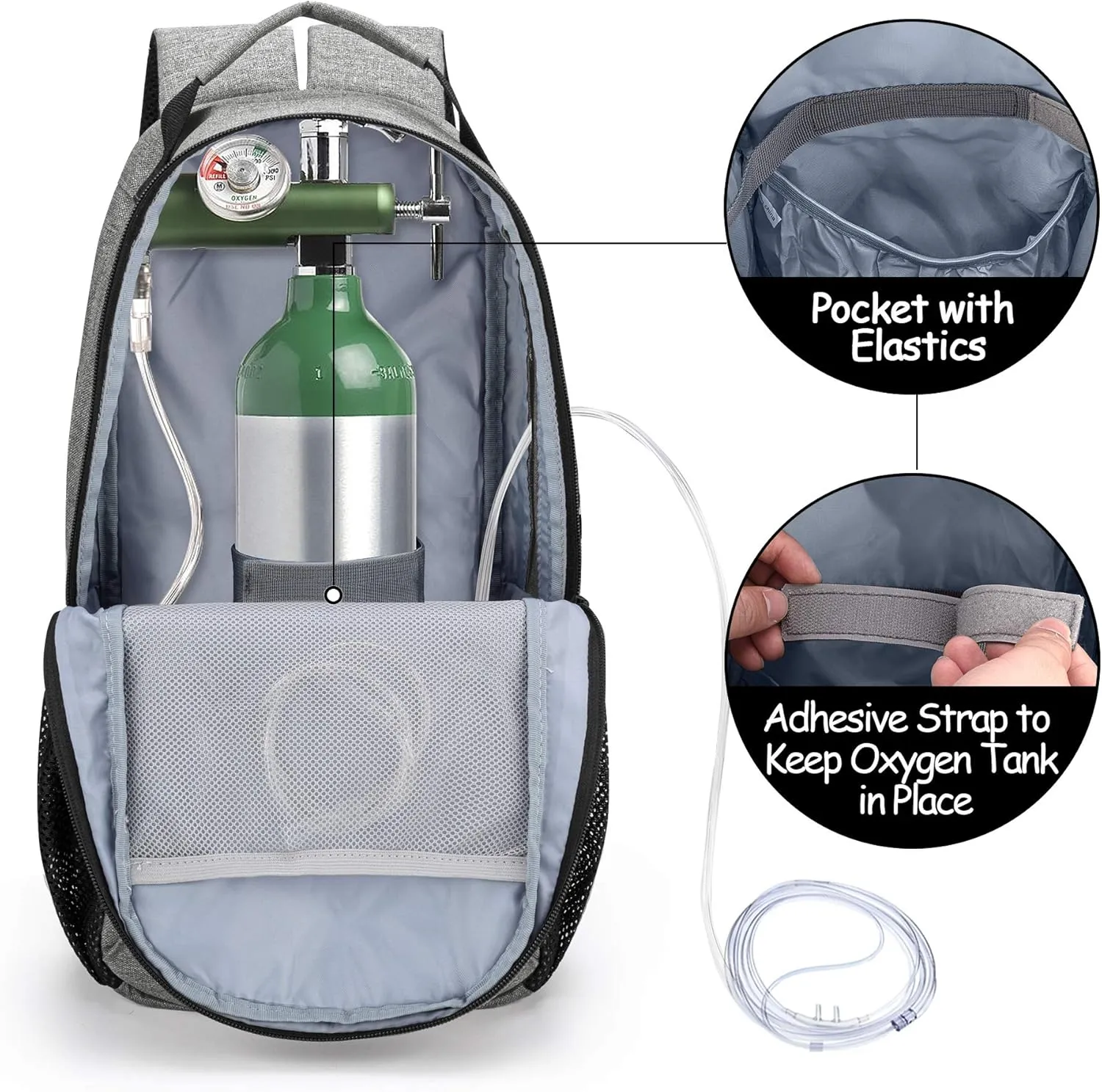 CURMIO Oxygen Tank Backpack, Portable Oxygen Cylinder Bag for Travel, Fits for Tank Size M2, M4/A, ML6, M6/B, M7, M9/C