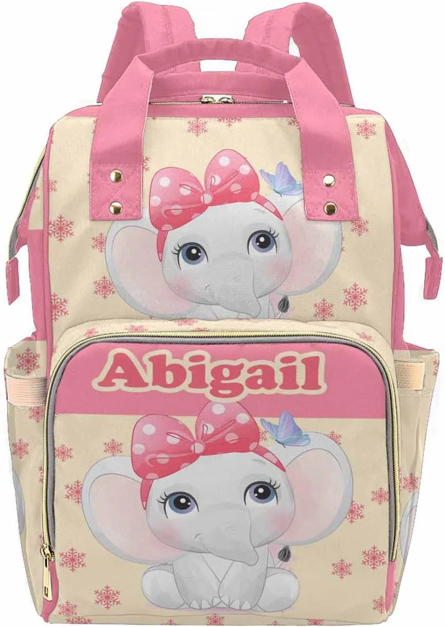 Custom Diaper Bag Backpack with Name, Personalized Nylon Waterproof Diaper Backpack Large Capacity Mommy Bag for New Mom