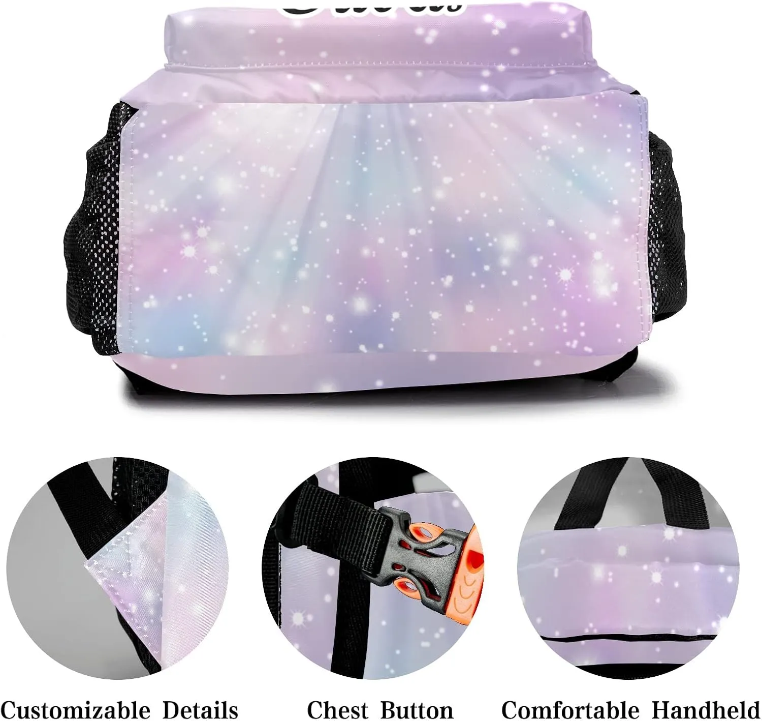 Custom Kids Backpack, Personalized Student School Bags for Boys & Girls, Bookbags for Travel Shiny Lights Girl