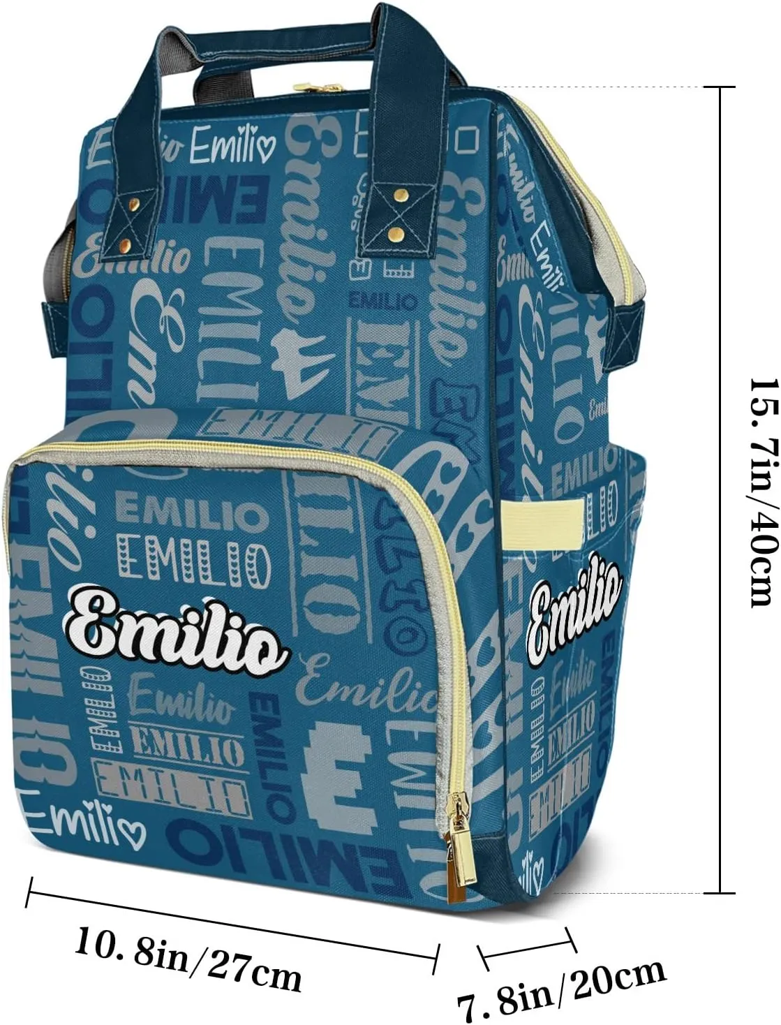 Custom Name Boy Baby Bags, Nylon Personalized Diaper Bag Backpack for Baby Boy Mom, Large Capacity, Waterproof, Multifunctional, Adjustable Shoulder Straps