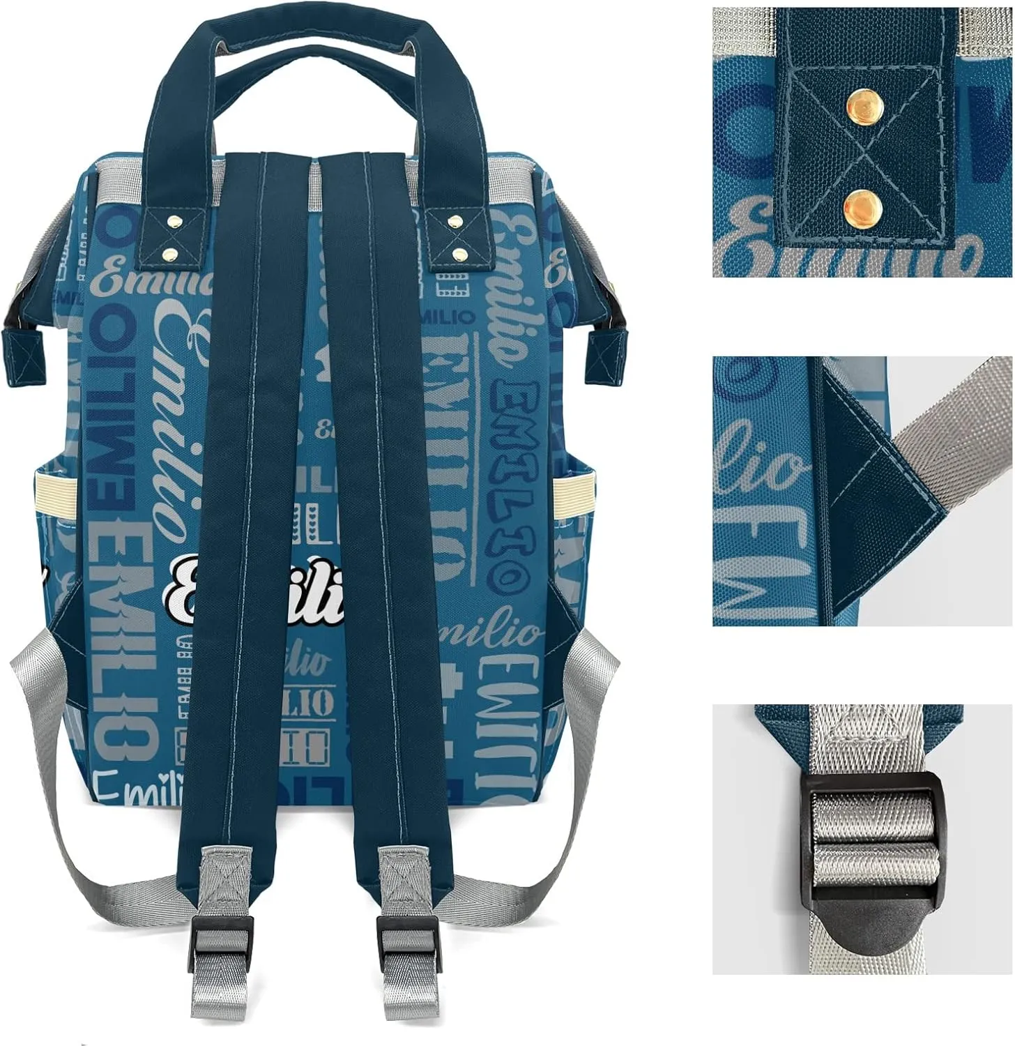 Custom Name Boy Baby Bags, Nylon Personalized Diaper Bag Backpack for Baby Boy Mom, Large Capacity, Waterproof, Multifunctional, Adjustable Shoulder Straps