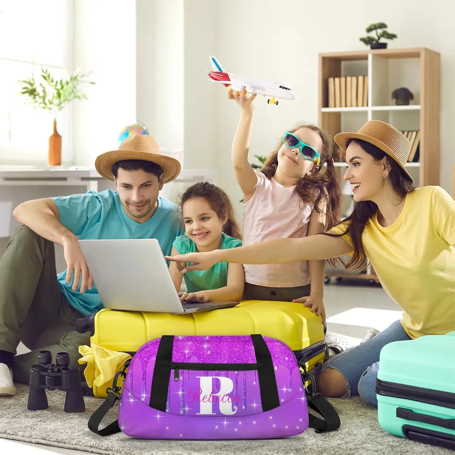 Custom Name Sports Duffel Bag Personalized Dance Gym Bag for Women Men Overnight Weekender Travel Duffel Bags Lightweight 18.5in, Purple