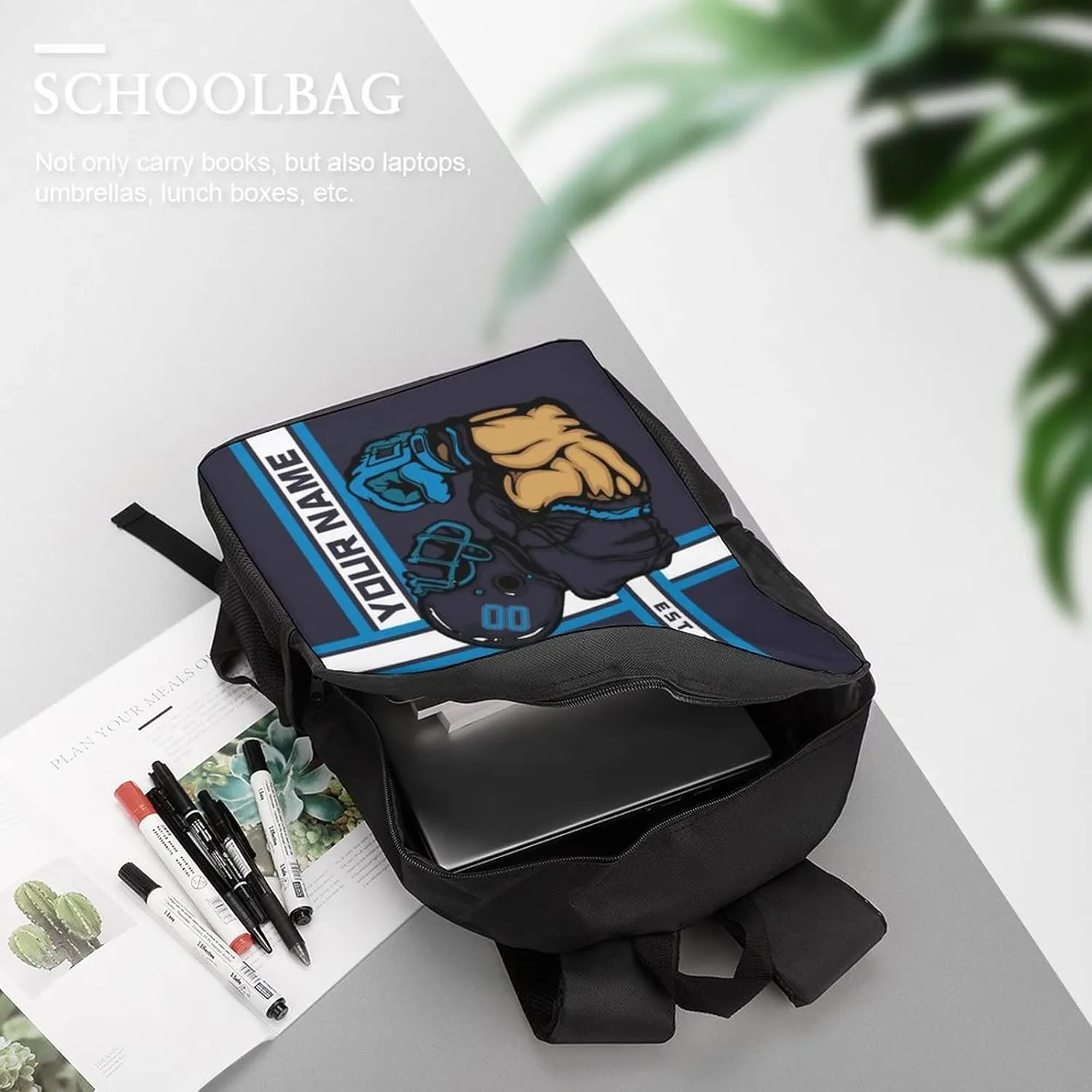 Custom Shoulder Carolina Backpack Personalized Any Name Number 17 Inch Large Capacity Laptop Bag Bookbag Gifts for Men Women