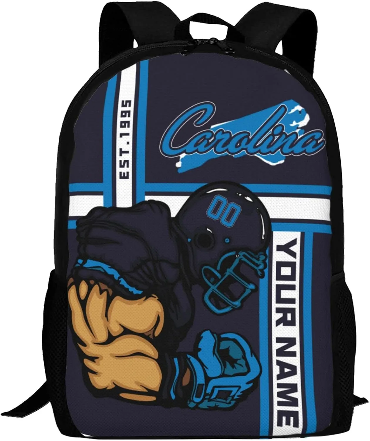 Custom Shoulder Carolina Backpack Personalized Any Name Number 17 Inch Large Capacity Laptop Bag Bookbag Gifts for Men Women