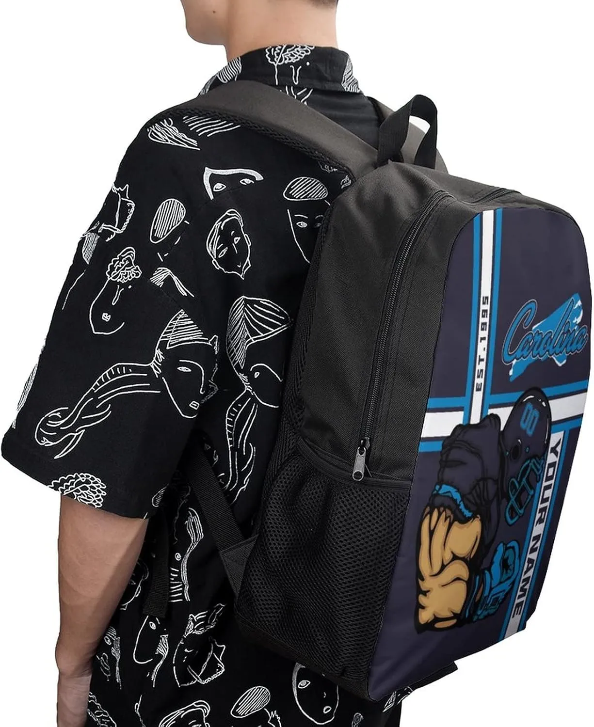 Custom Shoulder Carolina Backpack Personalized Any Name Number 17 Inch Large Capacity Laptop Bag Bookbag Gifts for Men Women