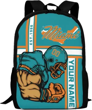 Custom Shoulder Miami Backpack Personalized Any Name Number 17 Inch Large Capacity Laptop Bag Bookbag Gifts for Men Women