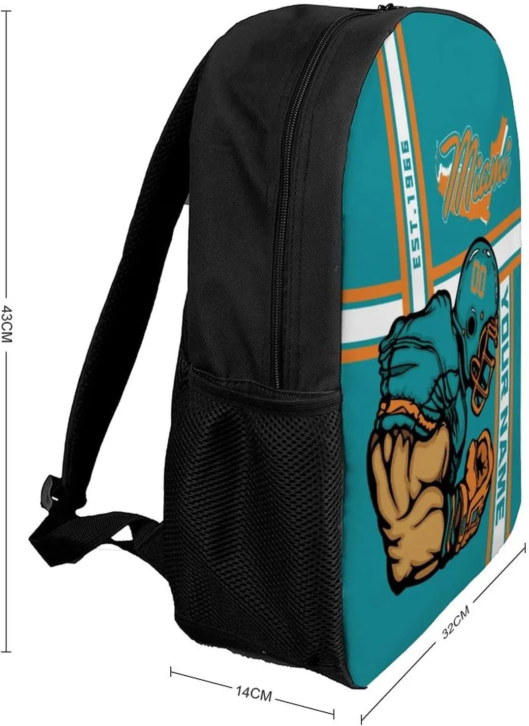 Custom Shoulder Miami Backpack Personalized Any Name Number 17 Inch Large Capacity Laptop Bag Bookbag Gifts for Men Women