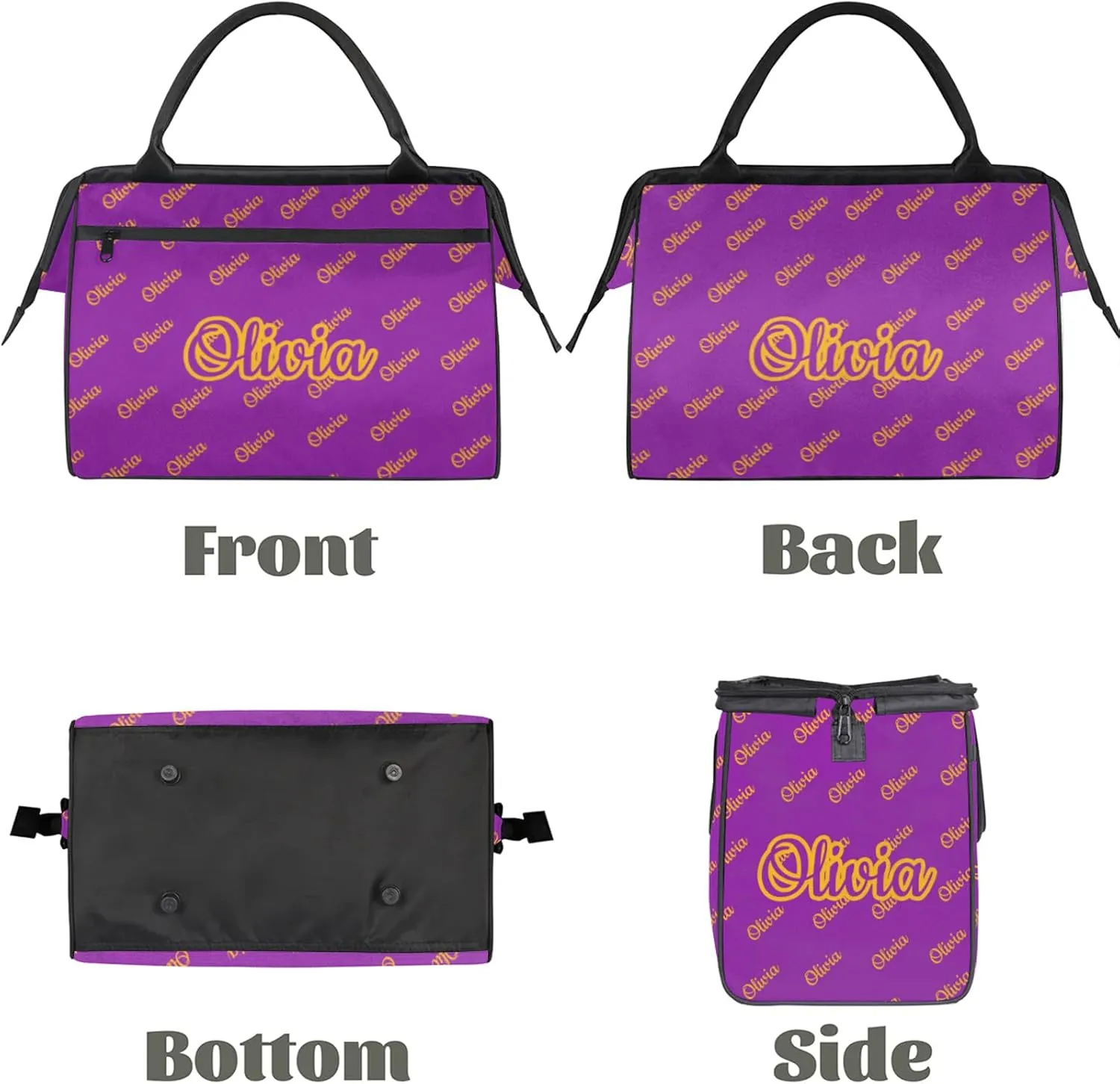 Custom Sport Duffel Bags Personalized Travel Overnight Bag Waterproof Dance Bag Lightweight Carry-On Tote for Women Men 15.2in, Purple Yellow