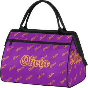 Custom Sport Duffel Bags Personalized Travel Overnight Bag Waterproof Dance Bag Lightweight Carry-On Tote for Women Men 15.2in, Purple Yellow