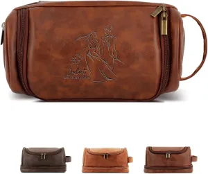 Customized Toiletry Bag Hanging Travel Organizer, Personalized Large Capacity Bag Cosmetic Case with Name Text, Custom Waterproof Leather Bathroom Dopp Kit for Women Bridesmaid Wedding Gift