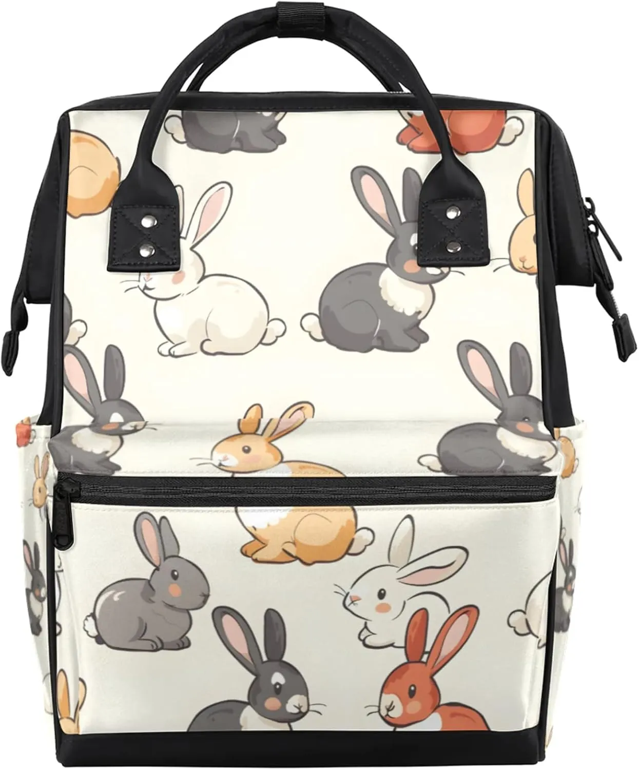 Cute Cartoon Rabbits Diaper Bag Mommy Bags With Adjustable Shoulder Strap Waterproof Multifunction Shoulder Bag Travel Large Capacity Backpack for Moms And Dads