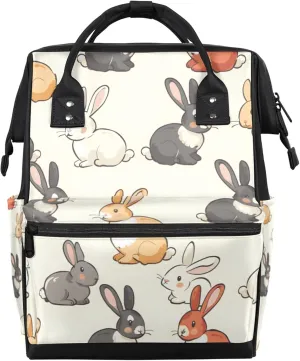 Cute Cartoon Rabbits Diaper Bag Mommy Bags With Adjustable Shoulder Strap Waterproof Multifunction Shoulder Bag Travel Large Capacity Backpack for Moms And Dads