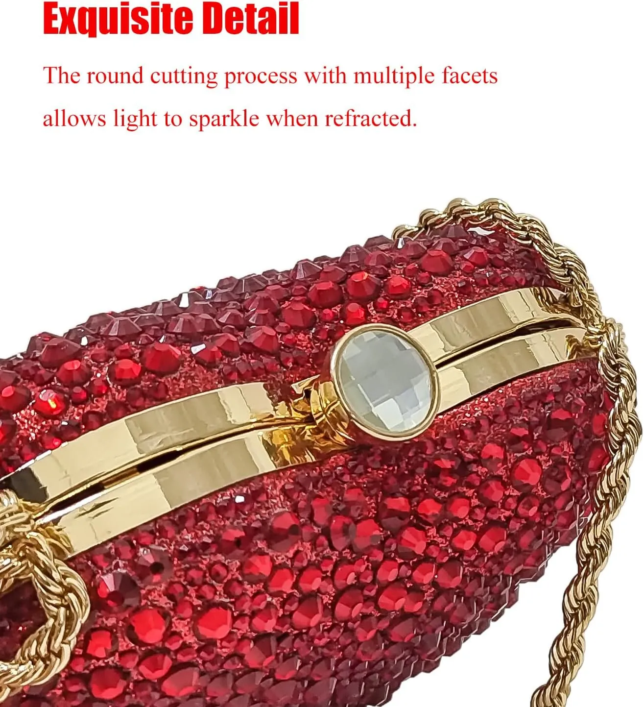 Cute Heart Shape Clutch Purse Mini Love Heart Rhinestone Wedding Handbag Party Twisted Chain Women Purse