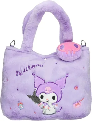 Cute Kumi Plush Crossbody Bag with Adjustable Shoulder Strap, Kawaii Handbag with Buckle, Kitty Family Wallet Purse Shoulder Bag Coin Pouch Accessories for Women Girls