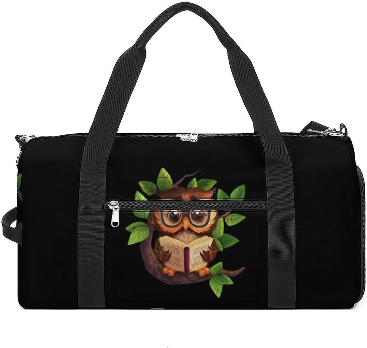 Cute Owl Reads Book Gym Bag for Men Women Lightweight Duffel Bag Sports Workout Bag for Travel Yoga