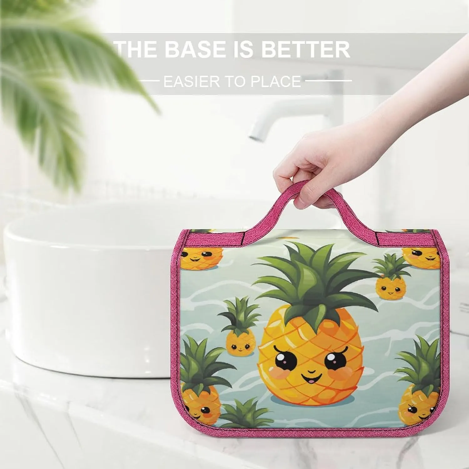 Cute Pineapple Travel Toiletry Bag for Women,Hanging Toiletry Organizer with Hook, Makeup Bag Travel Organizer for Shampoo,Toiletriesl