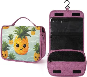 Cute Pineapple Travel Toiletry Bag for Women,Hanging Toiletry Organizer with Hook, Makeup Bag Travel Organizer for Shampoo,Toiletriesl