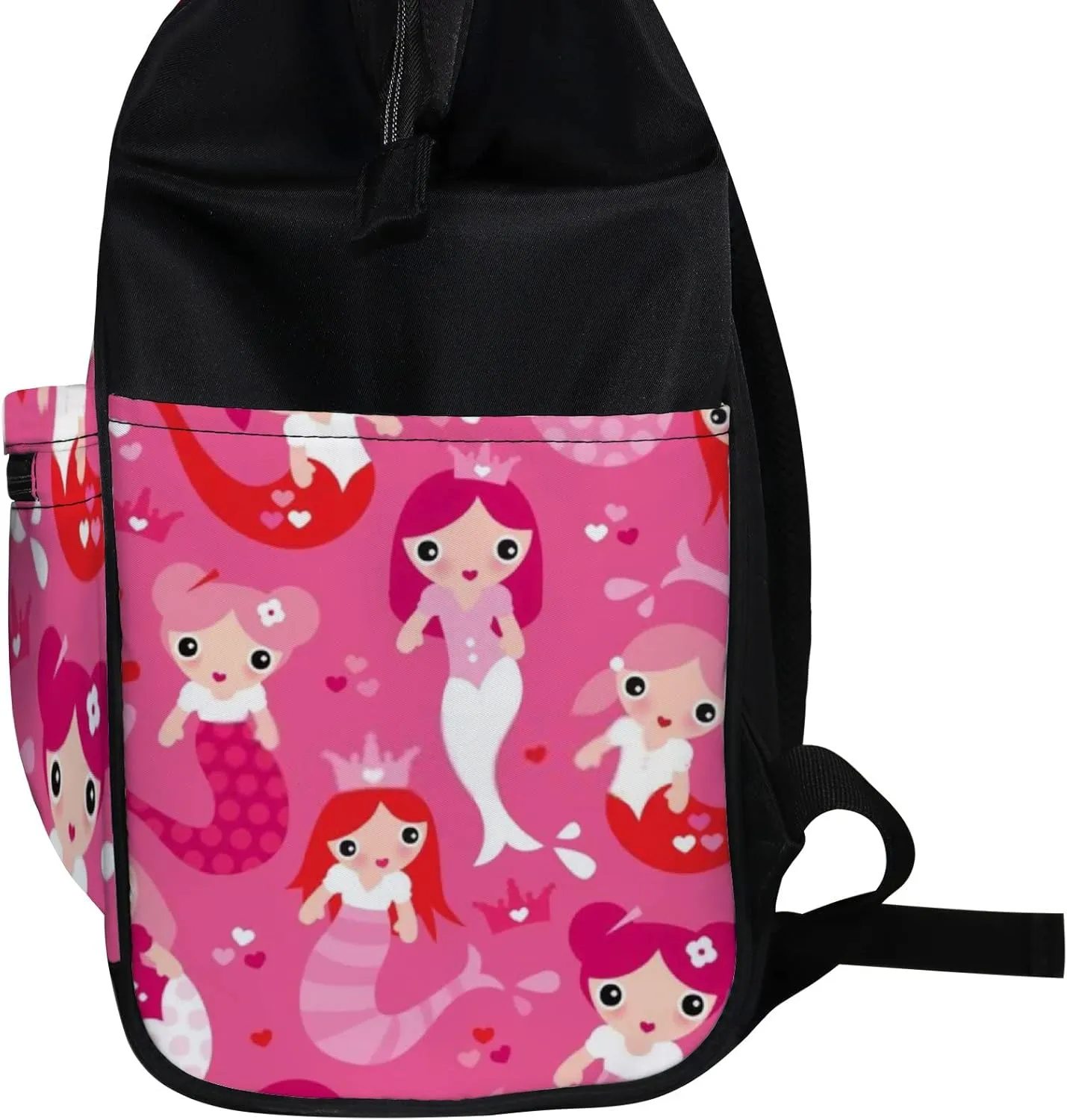 Cute Pink Red Mermaid Princess Girls Diaper Bag Backpack, waterproof backpack Baby Nappy Changing Bags Laptop Backpack for Travel, Large Capacity, Durable and Stylish for Woman and Men.