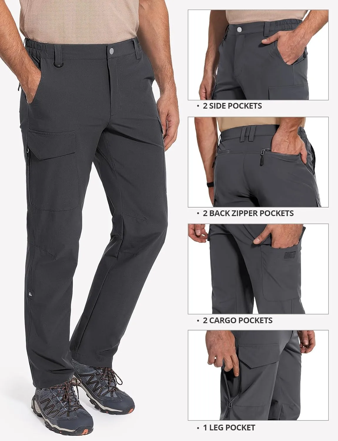 Cycorld Men's-Hiking-Pants-Lightweight-Water-Resistant-Quick-Dry Stretch for Travel Camping Fishing Outdoor