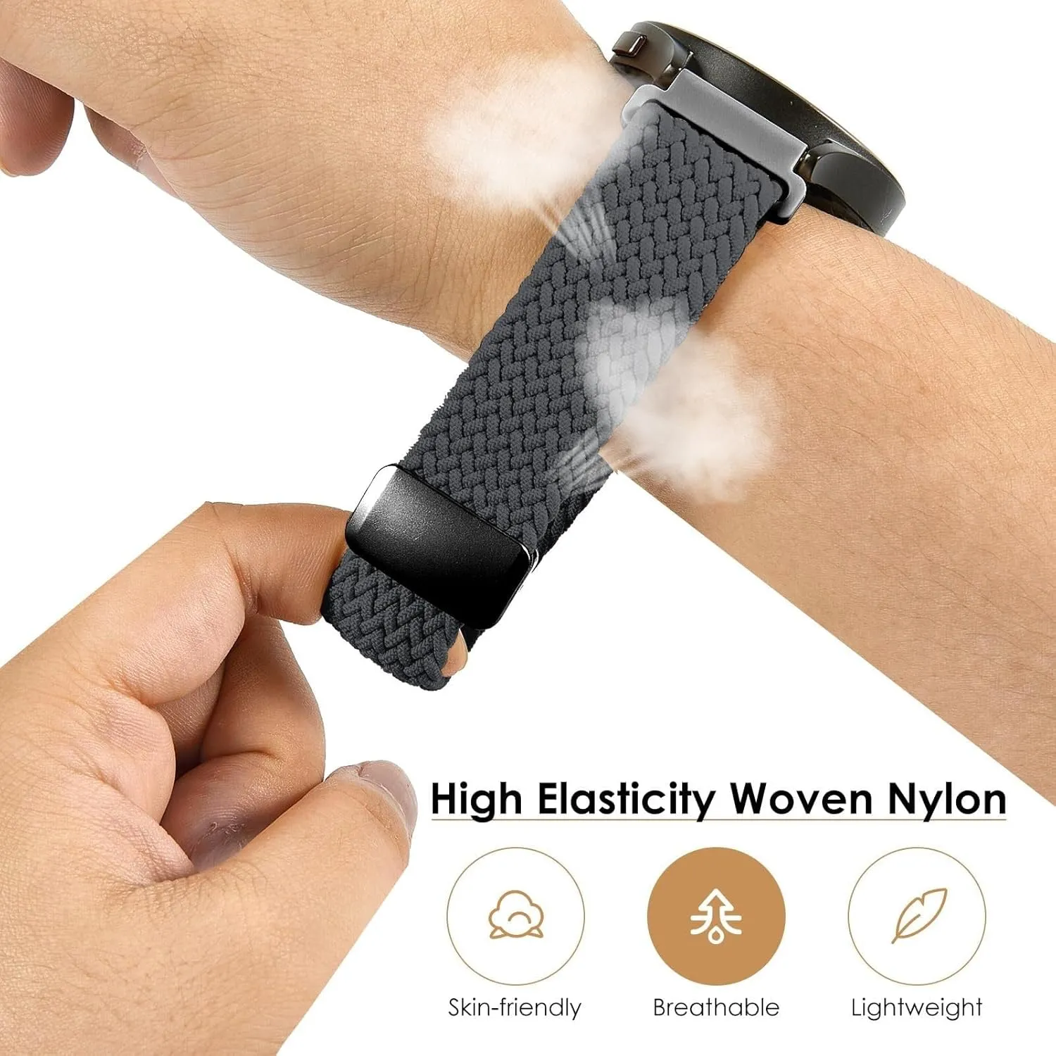 DASEB Nylon Bands Quick Release Braided Nylon Watch Bands Stretchy Sport Replacement Strap for Men and Women 20mm 22mm