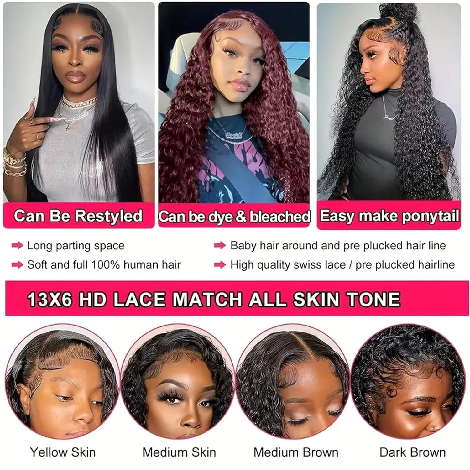 Deep Wave Lace Front Wigs Human Hair Pre Plucked 13x6 Lace Front Wigs Human Hair Wigs for Black Women 210 Density HD Lace Front Wigs Human Hair Wet And Wavy Lace Front Wigs Human Hair 20 Inch