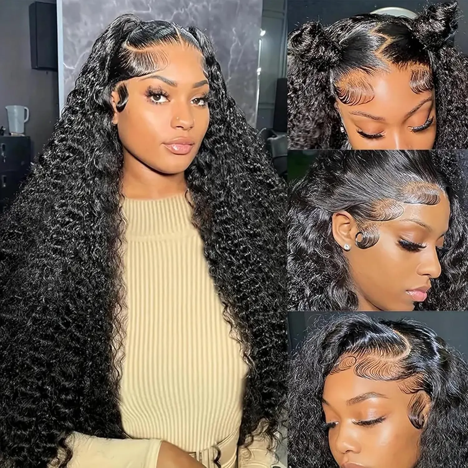 Deep Wave Lace Front Wigs Human Hair Pre Plucked 13x6 Lace Front Wigs Human Hair Wigs for Black Women 210 Density HD Lace Front Wigs Human Hair Wet And Wavy Lace Front Wigs Human Hair 20 Inch
