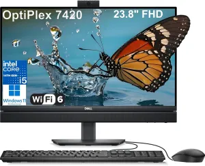 Dell OptiPlex 7420 7000 24 Business All-in-One Desktop Computer, 64GB DDR5 RAM, 1TB PCIe SSD, 14th Gen Intel 14-Core i5-14500T (Beat i7-13700T), 23.8" FHD, WiFi 6, USB-C, DisplayPort, Windows 11 Pro