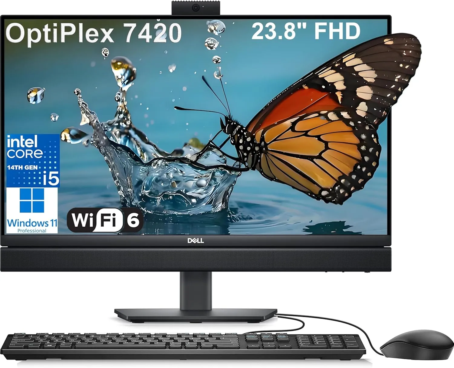 Dell OptiPlex 7420 7000 24 Business All-in-One Desktop Computer, 64GB DDR5 RAM, 1TB PCIe SSD, 14th Gen Intel 14-Core i5-14500T (Beat i7-13700T), 23.8" FHD, WiFi 6, USB-C, DisplayPort, Windows 11 Pro