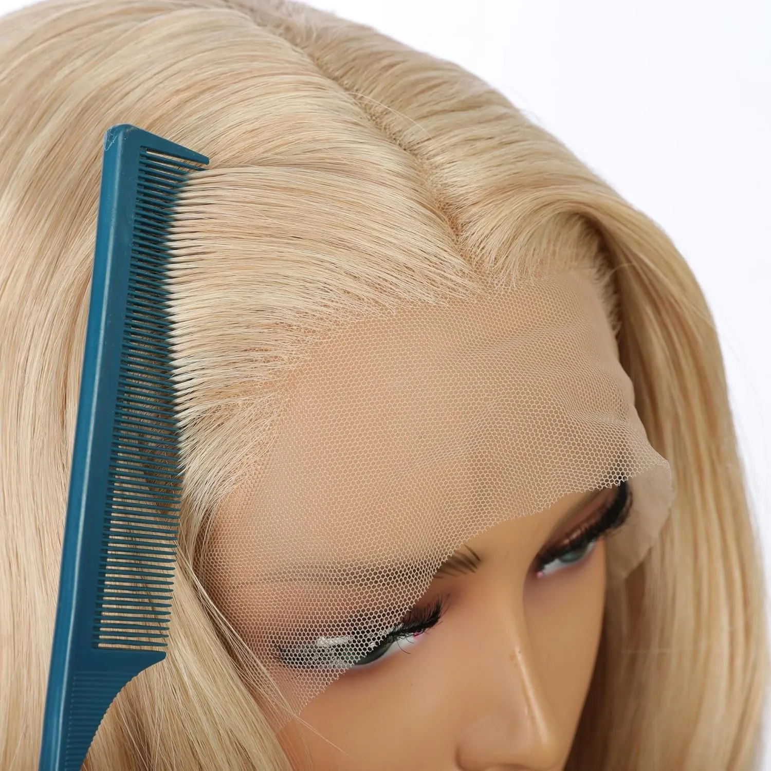 Derun Long Wavy Swiss Lace Synthetic Wig 613/27 Honey Blonde Skin Melt HD Lace Front Wigs 24 Inch Heat Resistant Fiber Transparent Lace Wigs for Women (613/27)