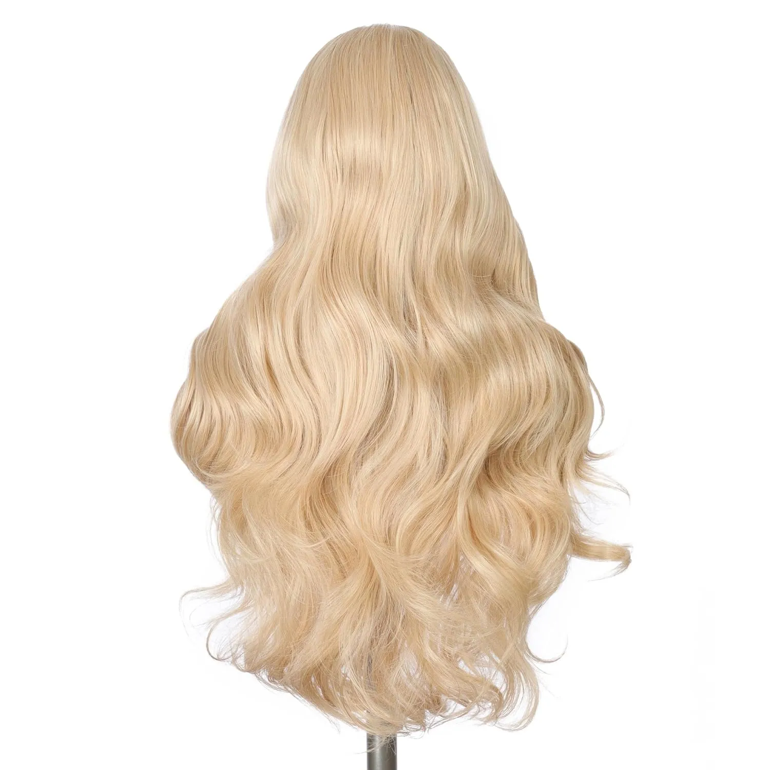 Derun Long Wavy Swiss Lace Synthetic Wig 613/27 Honey Blonde Skin Melt HD Lace Front Wigs 24 Inch Heat Resistant Fiber Transparent Lace Wigs for Women (613/27)